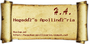 Hegedűs Apollinária névjegykártya